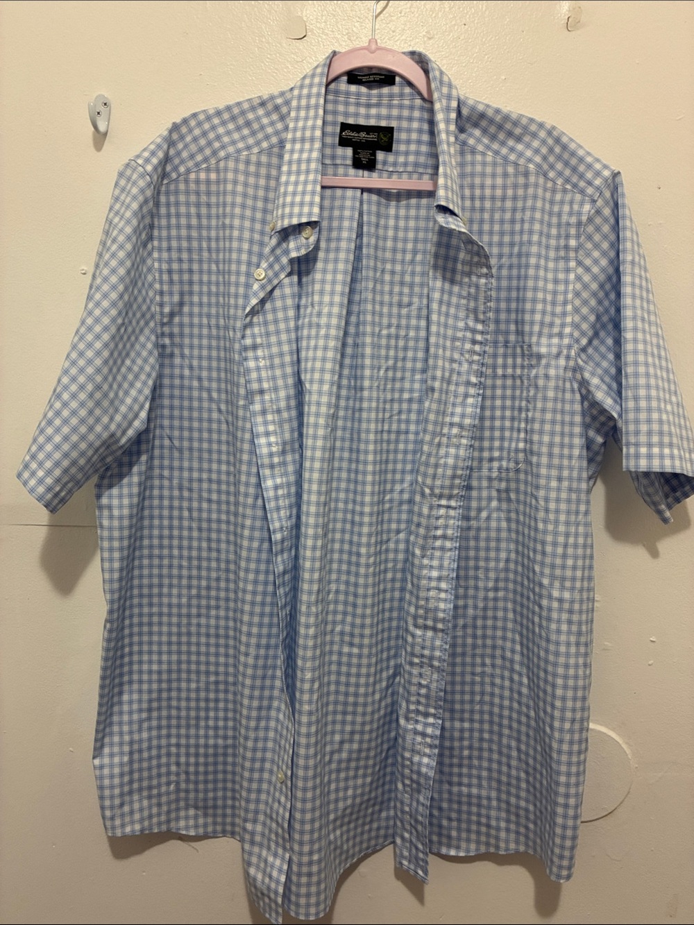 Andrew Marc Light Blue & White Gingham Short-Sleeve Button-Down Shirt